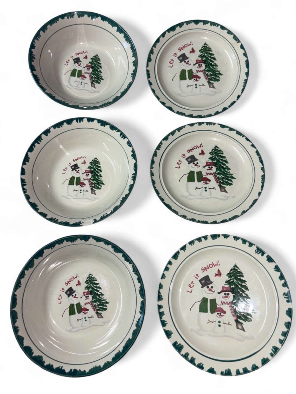 VINTAGE 1998 ATICO ‘LET IT SNOW’ BOWL & PLATE SET of 6